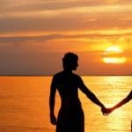 Couple on outer banks beach during valentine's day