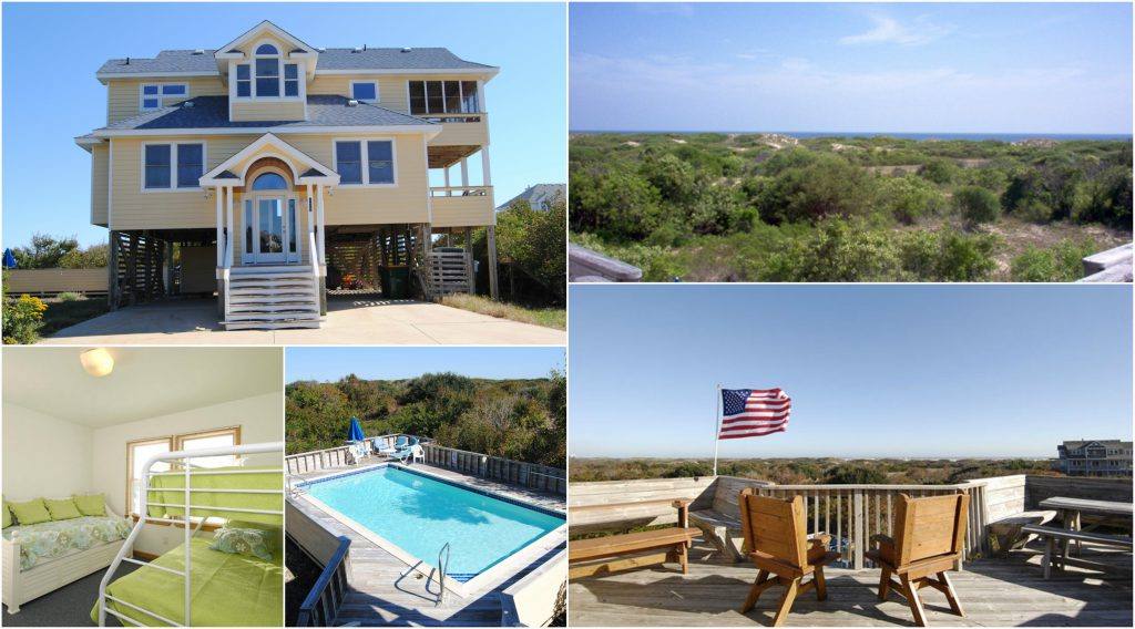 Yellow Outer Banks beach home located in Duck with private pool and spacious decking
