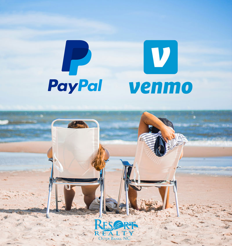 With payment options like venmo and paypal, you can pay for your Outer Banks vacation easily!