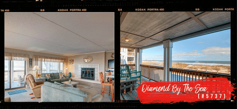 Film style photos of an oceanfront Outer Banks vacation condo with ocean views in Nags Head, NC