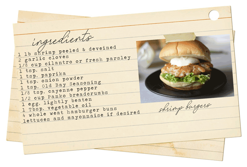Shrimp burger ingredients for Outer Banks recipes 