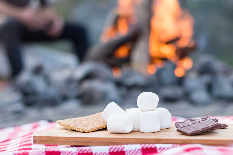 S'mores set up on the beach on the Outer Banks in November