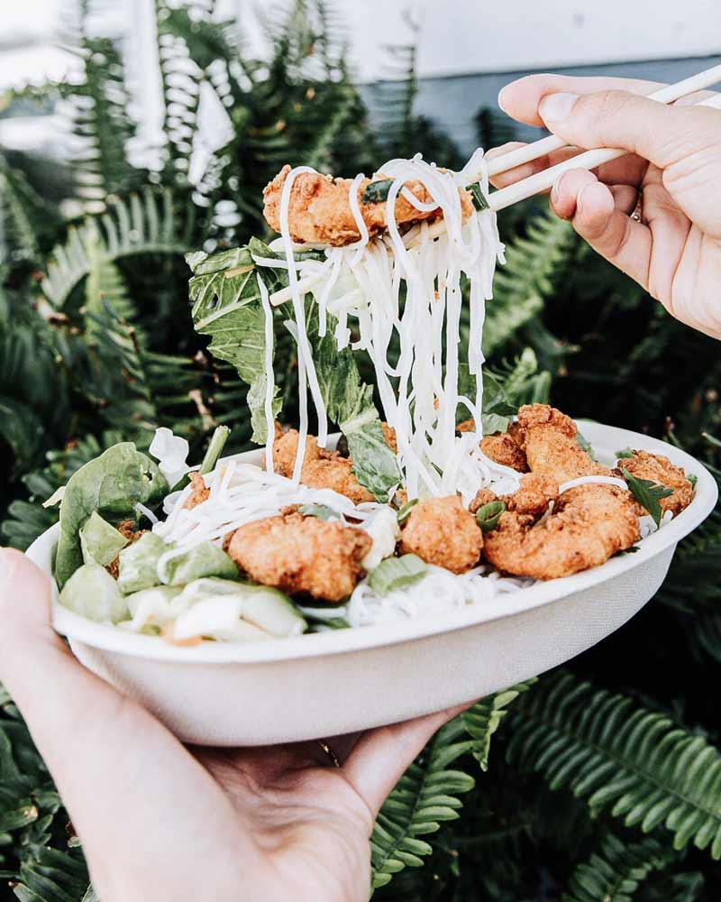 A shrimp noodle bowl from Greentails sounds a lot better than cafeteria food, another reason why remote learning on the Outer Banks is great. 