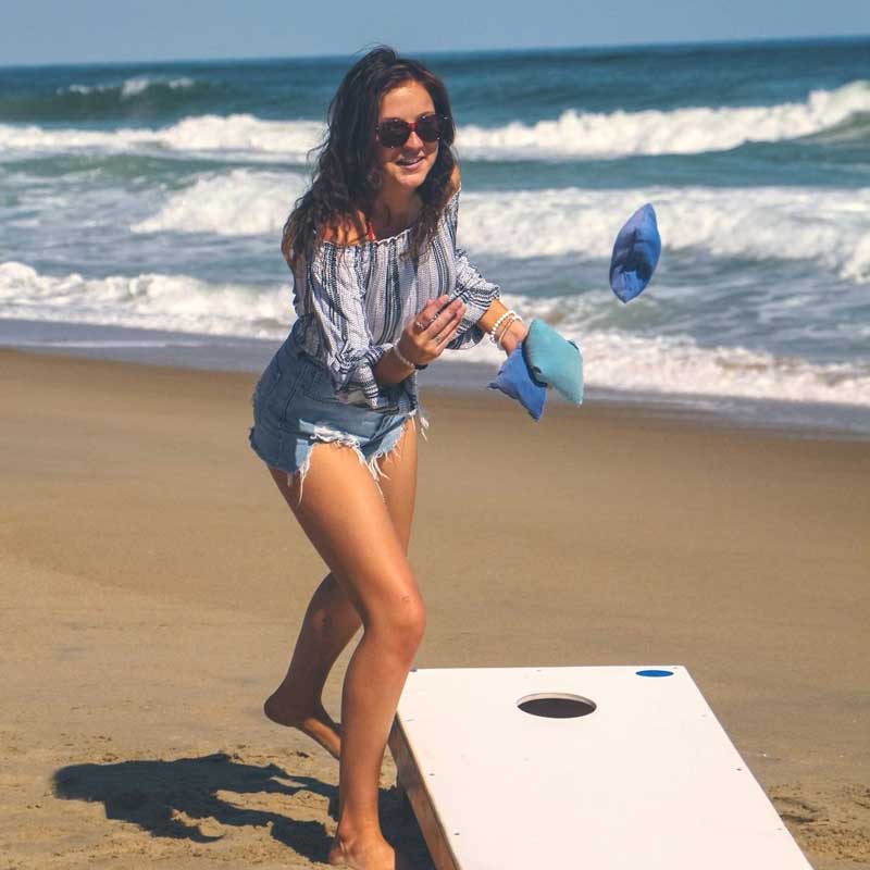 Who wants to play cornhole?! Rent a cornhole set with Ocean Atlantic to make your beach day that much more fun. 