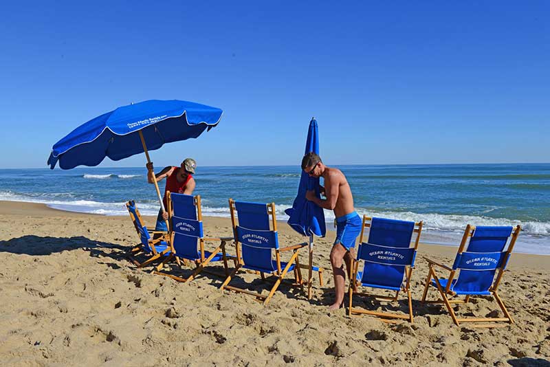 No more having to set up and take down your beach equipment. Let Ocean Atlantic Rentals take care of it for you with their Umbrella Setup Service!