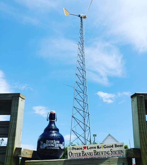 Outer Banks Brewing Station is an Outer Banks ocean friendly establishment and is the first wind powered brewery in the United States!