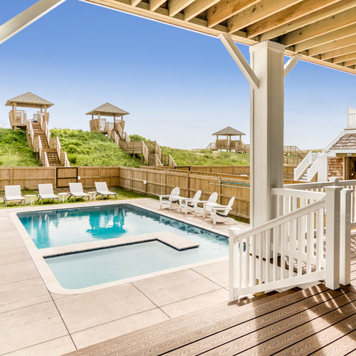 Spend some time time splashing around in your very own private pool at your Shores at Nags Head home. 