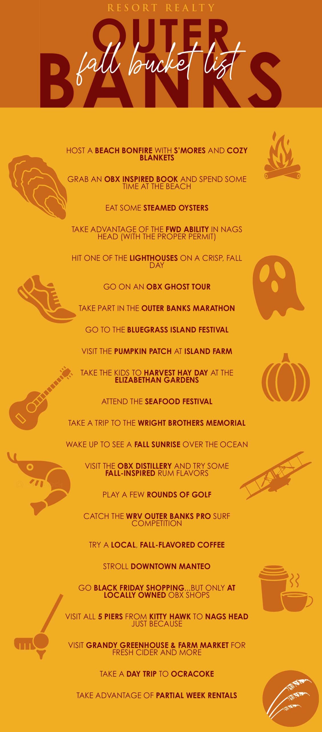 Outer Banks Bucket list full of fun fall activities.